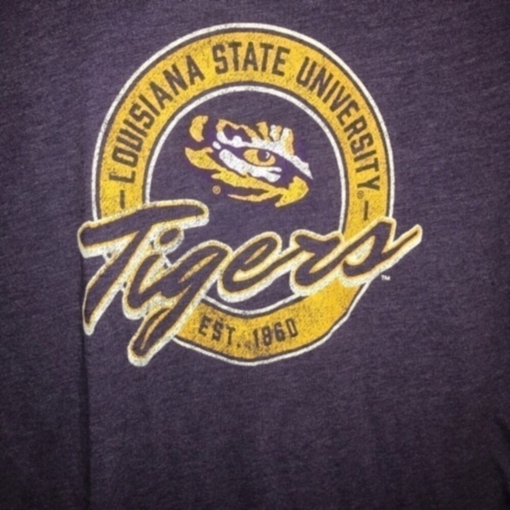 LSU Tigers High Low Tee Purple Gold Women’s Small NCAA Shirt - Picture 2 of 5